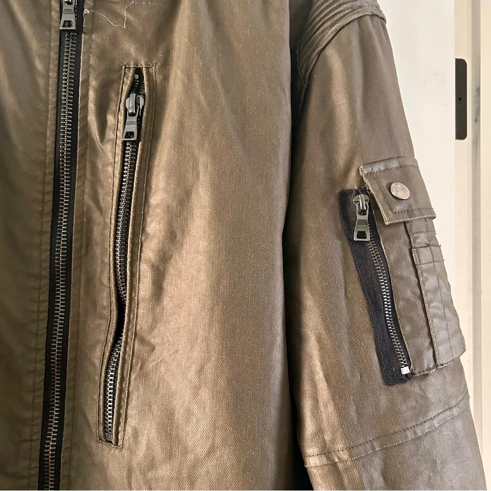 Smoke Rise Men's Long Bomber Jacket Green with Black Trim Size XXL